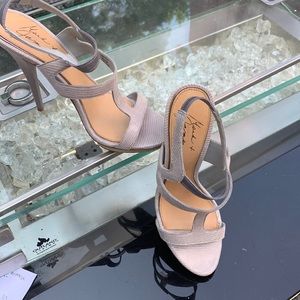 Mark+James Badgley Mischka grey lizzard heels